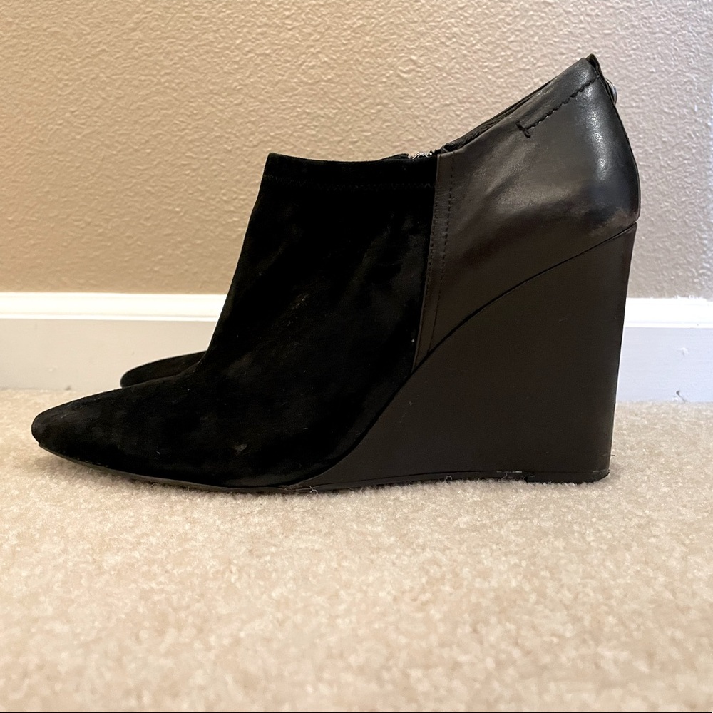 Vince Camuto black wedge booties